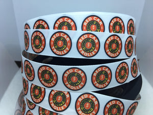 CLEARANCE 1 yard 7/8" Disney California Adventure Red Car Trolley Print Grosgrain Ribbon