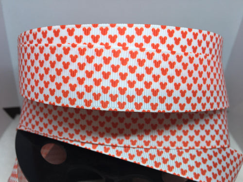1 Yard 1 inch Red Mickey Head Polka dot print Grosgrain Ribbon