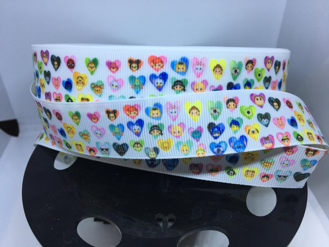 1 Yard 1 Inch Valentines Day Hearts Marvel Star Wars and Disney Grosgrain Ribbon