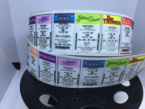 1 Yard 1 1/2  inch Fast pass wide ribbon - Fastpass Bow or wide Lanyard Print ribbon Midway Mania Fantasmic