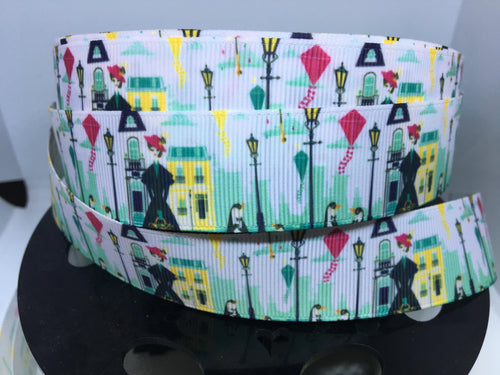 1 yard 1 inch Mary Poppins Dooney Purse Print Grosgrain Ribbon