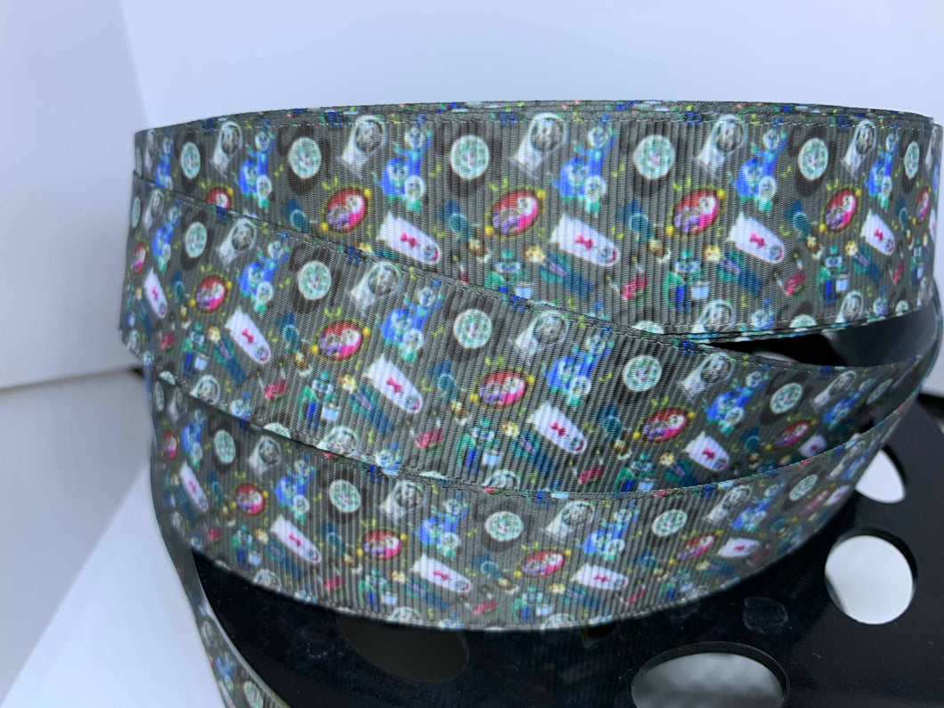 1 yard 1 inch Custom Haunted Mansion Scatter Print Grosgrain Ribbon