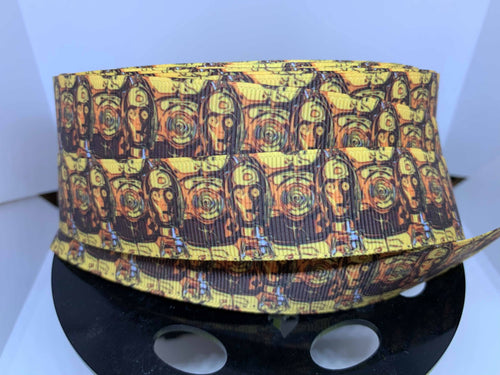 1 yard 1 inch C-3PO Droid Print Star Wars Inspired Grosgrain Ribbon