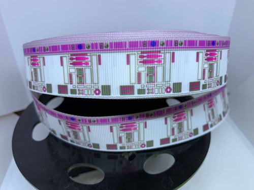 1 yard 1 inch R2-KT Droid Print Star Wars Inspired Grosgrain Ribbon