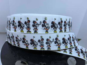 1 Yard 7/8" New Style Minnie Mouse Print Grosgrain Ribbon