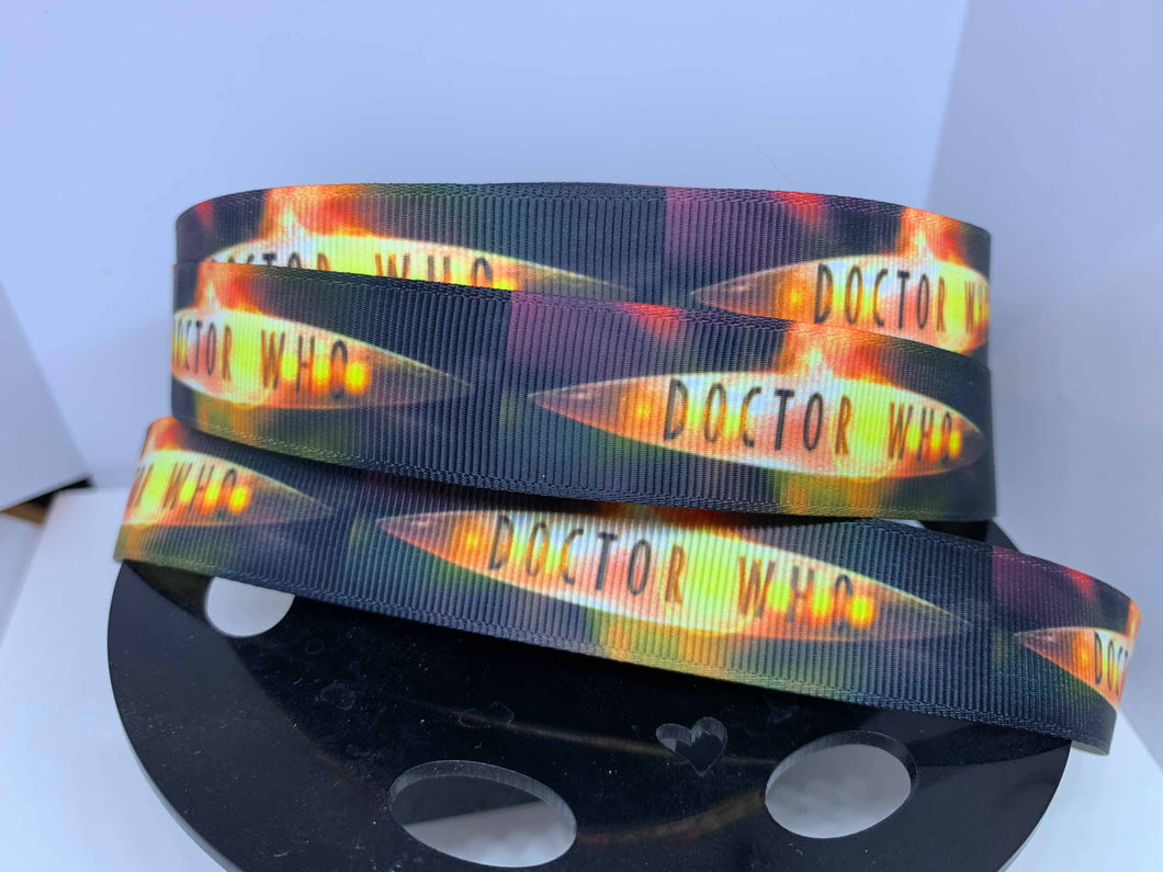 1 yard 1 inch Dr. Who British Blue Police Box Grosgrain Ribbon
