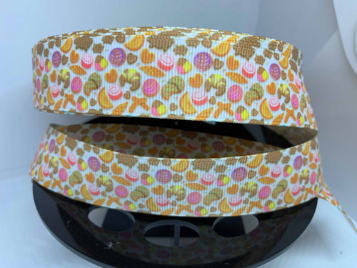 1 yard 1 inch Mexican Sweet Bread Concha Collage Food Grosgrain Ribbon