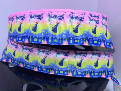 1 yard 1 inch Mary Poppins Epcot Ride Poster Print Grosgrain Ribbon