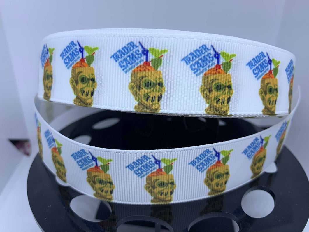 1 yard 1 inch Trader Sam;s Tiki Bar  Grosgrain Ribbon