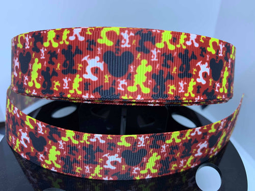 1 Yard 1 inch Disney Mickey Mouse Classic Colors and Silhouette Grosgrain Ribbon