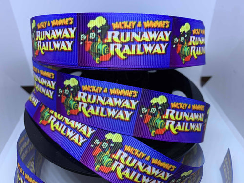 1 yard 1 inch Mickey and Minnie's Runaway Railway Ride Grosgrain Ribbon
