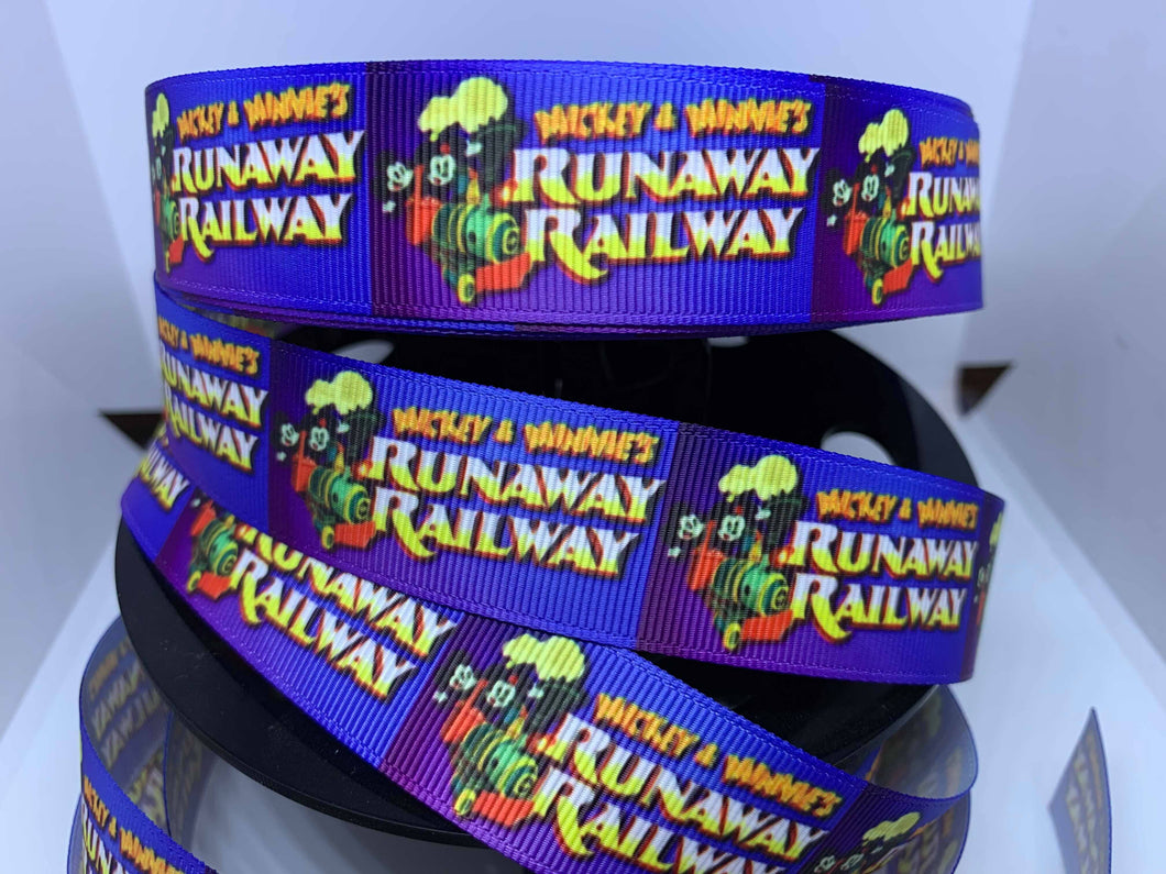 1 yard 1 inch Mickey and Minnie's Runaway Railway Ride Grosgrain Ribbon