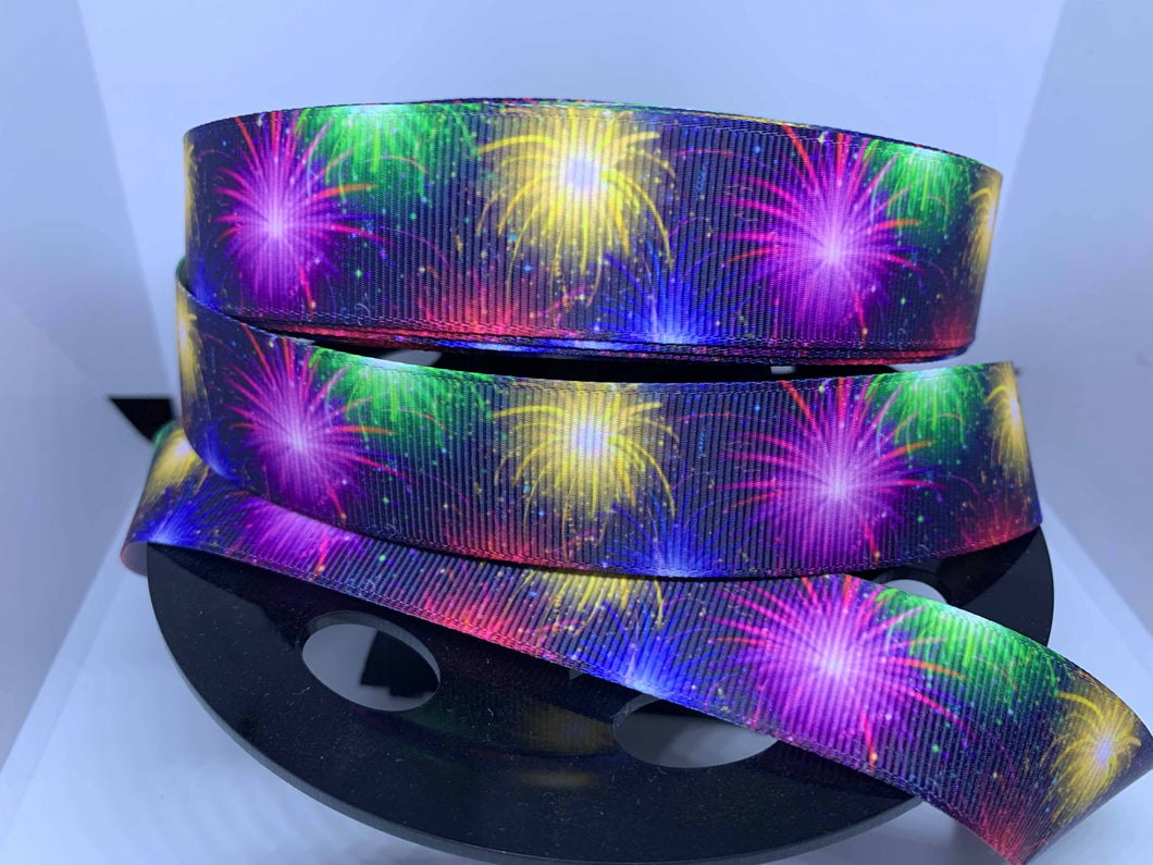 1 Yard 1 inch Fireworks Grosgrain Ribbon