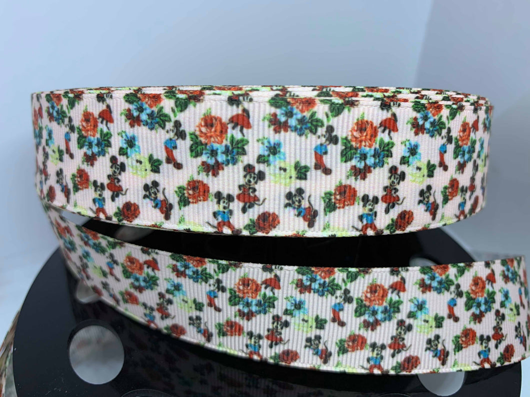 1 yard 1 inch Dapper Mickey & Minnie Dooney Purse Print Grosgrain Ribbon
