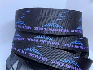 1 yard 7/8" Ride Space Mountain Roller Coaster Grosgrain Ribbon