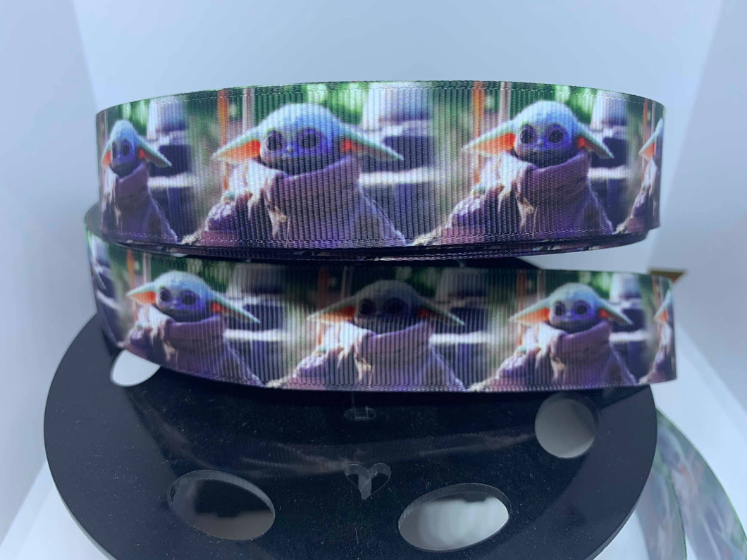 1 yard 1 inch Baby Yoda/ Grogu Print Inspired Grosgrain Ribbon