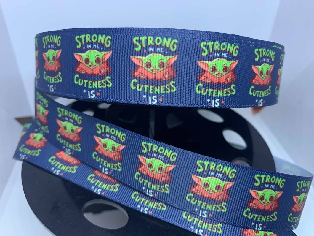 1 yard 1 inch Baby Yoda/ Grogu Print Inspired Grosgrain Ribbon