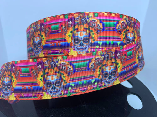 1 yard 1 inch Day of the Dead Sugar Skull Print Grosgrain Ribbon Dia De Los Muertos