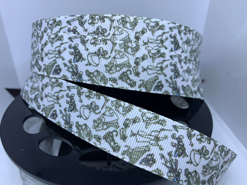 1 Yard 1 inch Ink and Paint black and White Dooney Purse Print Grosgrain Ribbon