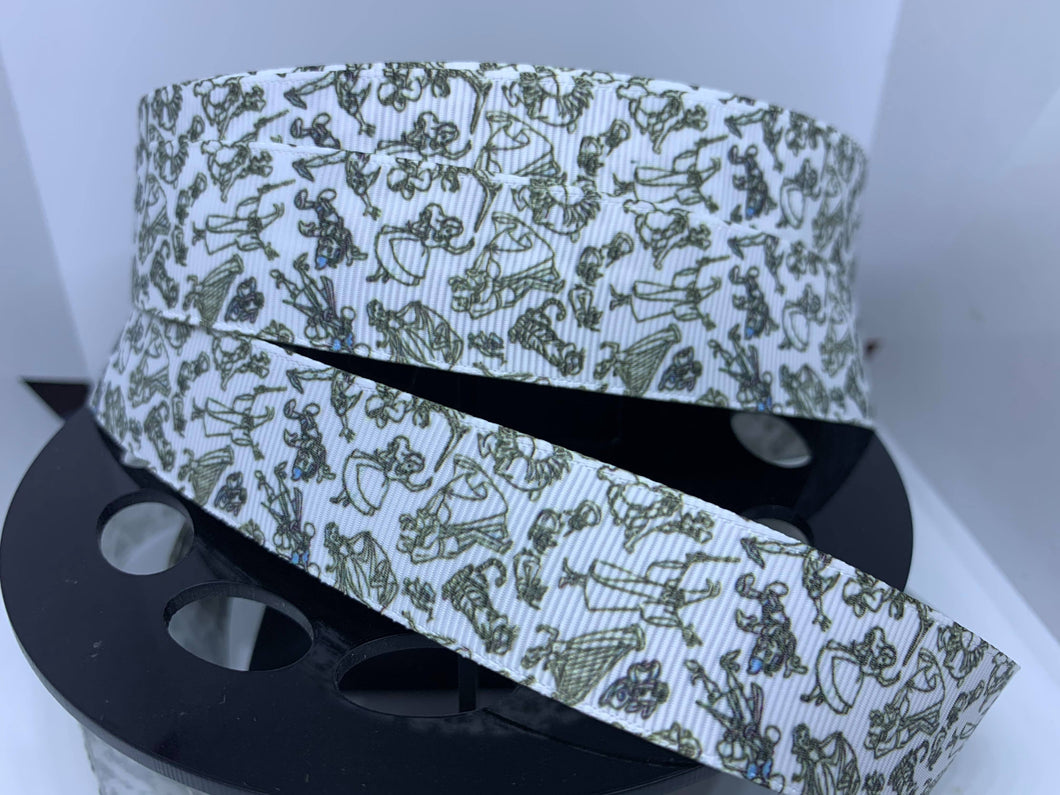 1 Yard 1 inch Ink and Paint black and White Dooney Purse Print Grosgrain Ribbon