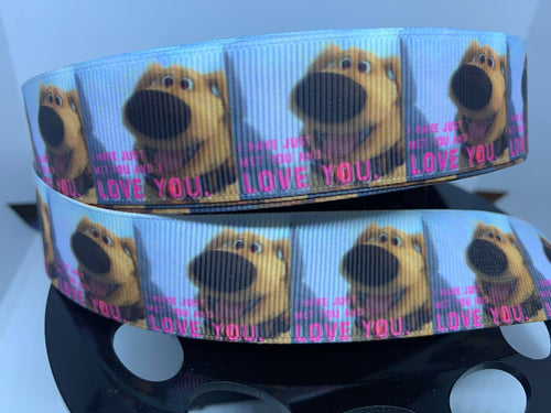 1 yard 1 inch Disney Movie UP! Doug I Love You Grosgrain Ribbon
