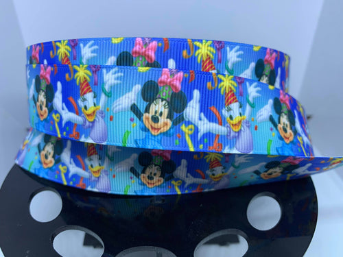 1 yard 1 inch Disney Minnie Mouse and  Daisy Duck Celebration Grosgrain Bow Making Ribbon