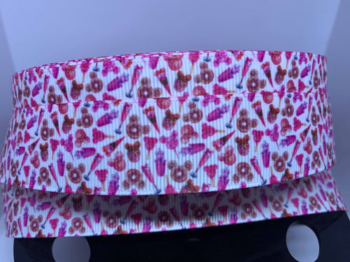 1 yard 1 inch Pink Disney Park food/ snacks Mini Confetti Grosgrain Ribbon