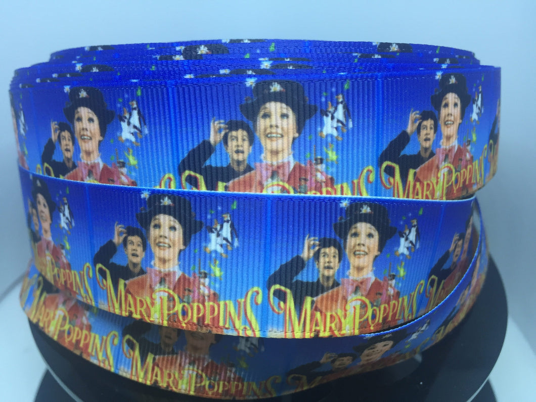1 yard 1 inch Classic Mary Poppins inspired Movie Poster Grosgrain Ribbon