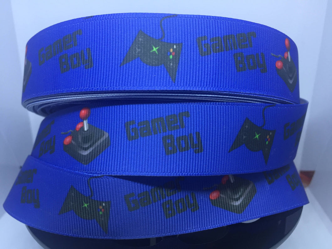 1 yard 1 inch Gamer Boy Video Game  Grosgrain Ribbon