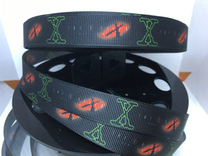 1 yard 5/8" X-Files Grosgrain Ribbon - Bow Making Ribbon - Grosgrain Ribbon X Files