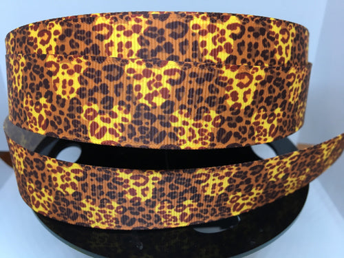 1 yard 1 inch Mickey Cheetah Print Animal Print Grosgrain Ribbon