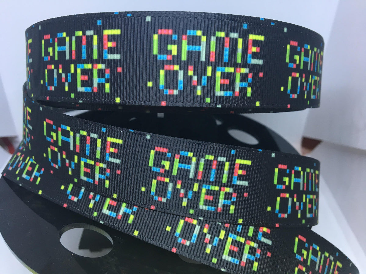 1 yard 1 inch Game Over Video Game Grosgrain Ribbon – D Company Supply