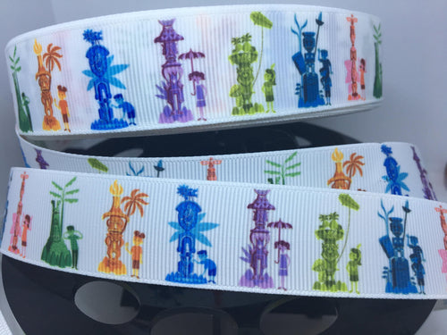 1 yard 1 inch Tiki Kids Grosgrain Ribbon