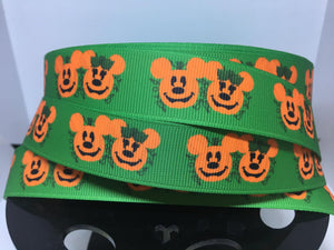 1 yard 7/8"  Disney Mickey Minnie Pumpkins Halloween Print