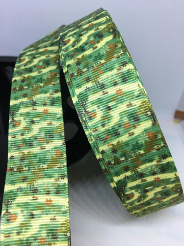 1 yard 1 inch Itty Bitty Jungle Cruise  Grosgrain Lanyard Print Ribbon - Bow Making -Hippos Attraction Adventureland