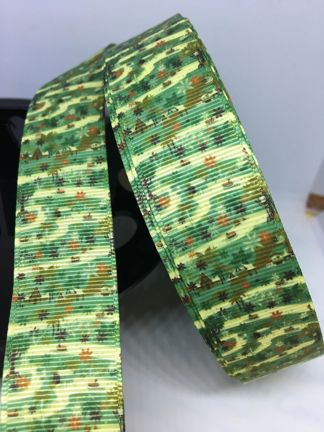 1 yard 1 inch Itty Bitty Jungle Cruise  Grosgrain Lanyard Print Ribbon - Bow Making -Hippos Attraction Adventureland