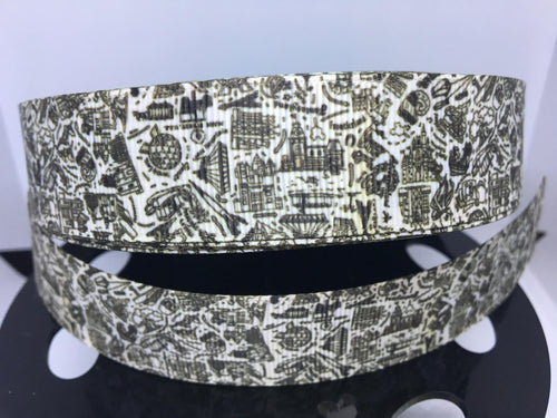 1 yard 1 inch Doodle Black & White Exclusive Ribbon Print Grosgrain