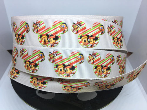 1 yard 1 inch Christmas in Ears Print Grosgrain Ribbon