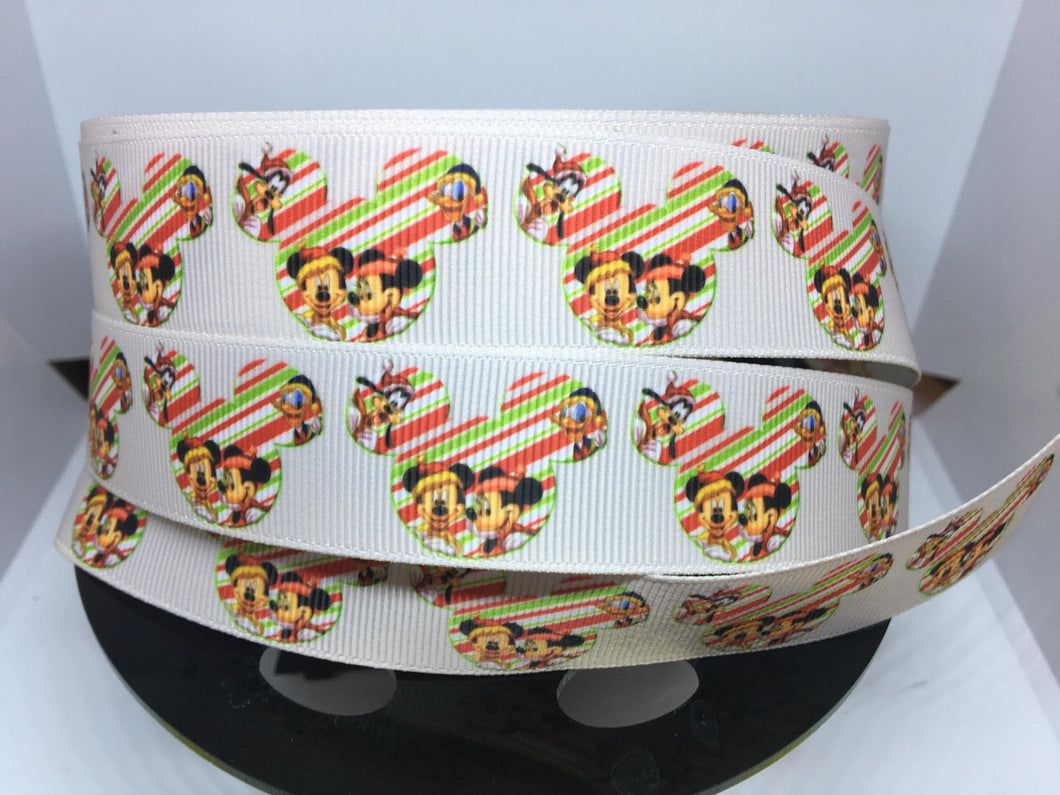 1 yard 1 inch Christmas in Ears Print Grosgrain Ribbon